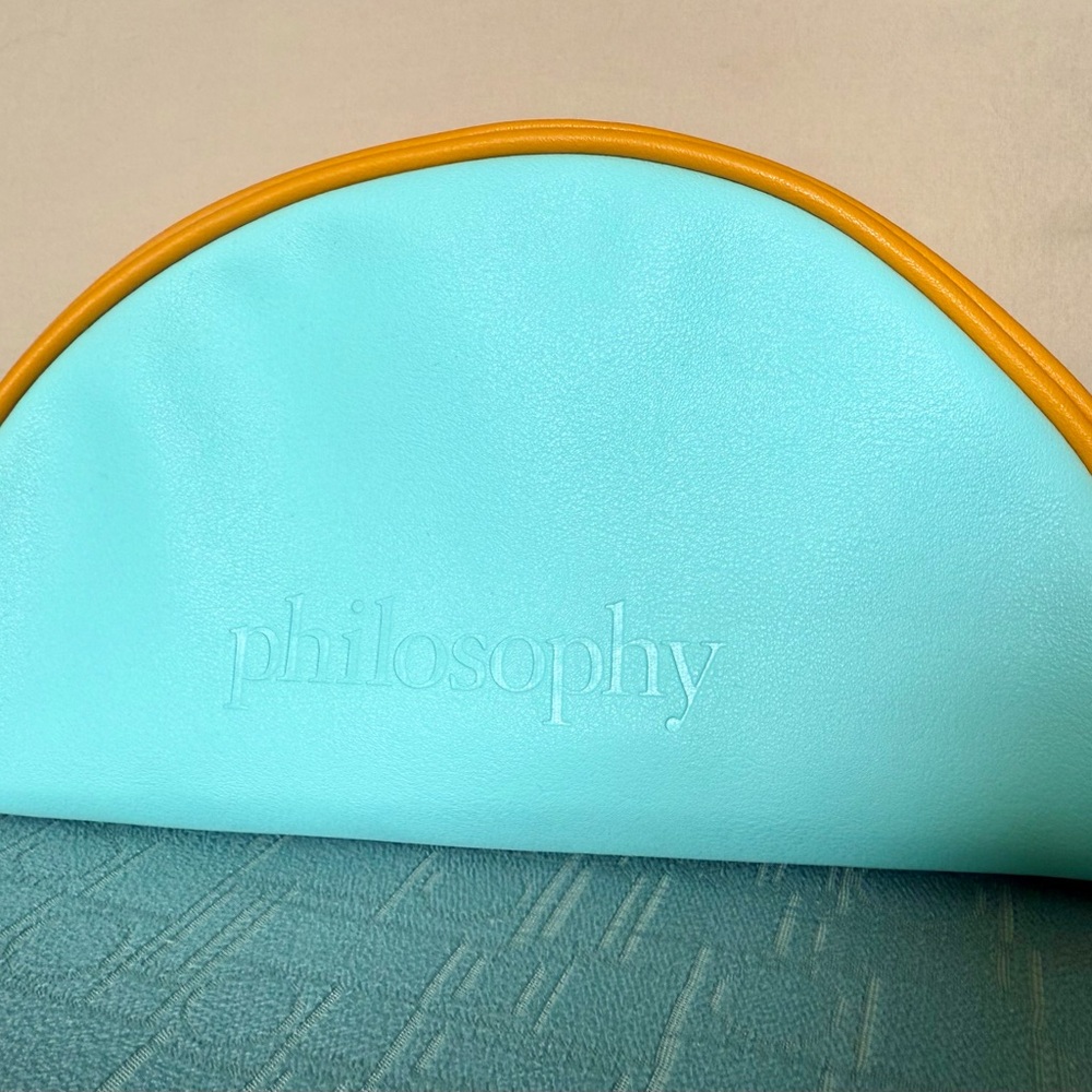 NWOT Philosophy Turquoise and Yellow Makeup bag
